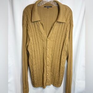 Sol 100% Baby Alpaca Women’s Button Tunic Cable Knit Sweater Cardigan Size XL
